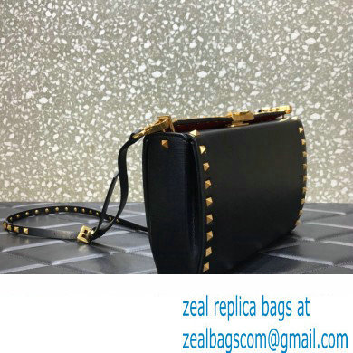 Valentino Rockstud Alcove Grainy Calfskin Crossbody Bag Black/Gold 2022