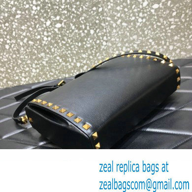 Valentino Rockstud Alcove Grainy Calfskin Crossbody Bag Black/Gold 2022