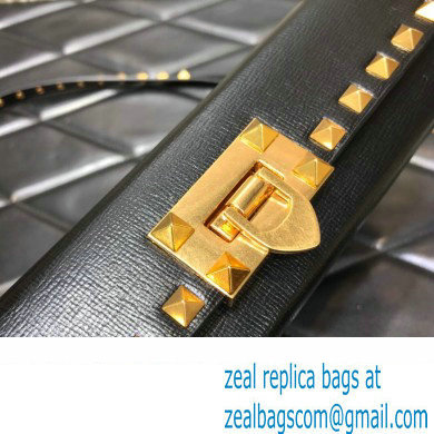 Valentino Rockstud Alcove Grainy Calfskin Crossbody Bag Black/Gold 2022