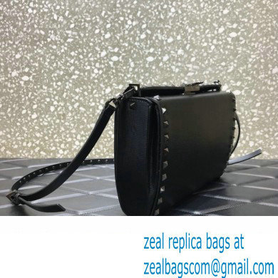 Valentino Rockstud Alcove Grainy Calfskin Crossbody Bag So Black 2022