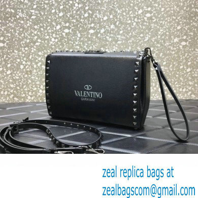Valentino Rockstud Alcove Grainy Calfskin Crossbody Bag So Black 2022