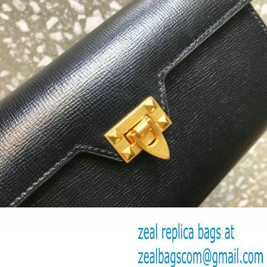 Valentino Rockstud Alcove Grainy Calfskin Long Wallet Black 2022