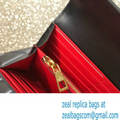 Valentino Rockstud Alcove Grainy Calfskin Long Wallet Black 2022