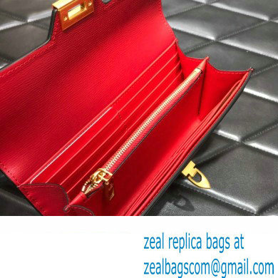 Valentino Rockstud Alcove Grainy Calfskin Long Wallet Red 2022