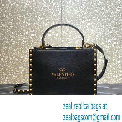 Valentino Small Alcove Rockstud Leather Top Handle Bag Black 2022