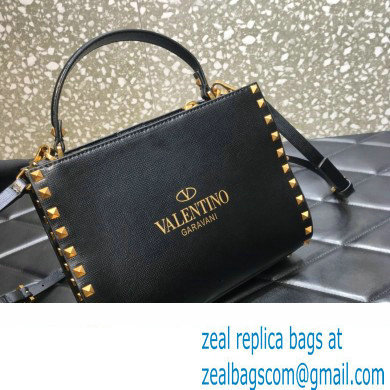 Valentino Small Alcove Rockstud Leather Top Handle Bag Black 2022