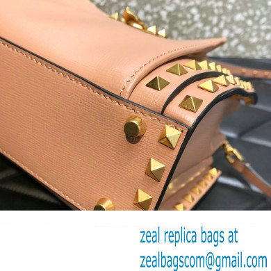 Valentino Small Alcove Rockstud Leather Top Handle Bag Nude 2022