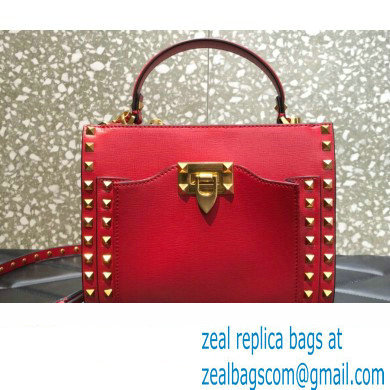 Valentino Small Alcove Rockstud Leather Top Handle Bag Red 2022 - Click Image to Close