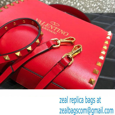 Valentino Small Alcove Rockstud Leather Top Handle Bag Red 2022