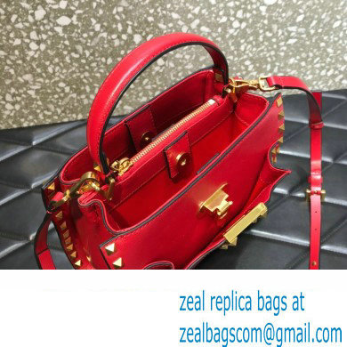 Valentino Small Alcove Rockstud Leather Top Handle Bag Red 2022 - Click Image to Close