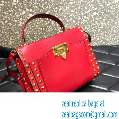 Valentino Small Alcove Rockstud Leather Top Handle Bag Red 2022