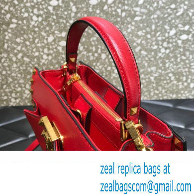 Valentino Small Alcove Rockstud Leather Top Handle Bag Red 2022 - Click Image to Close
