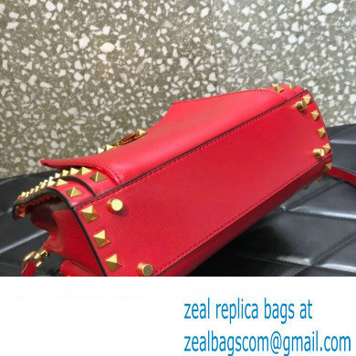 Valentino Small Alcove Rockstud Leather Top Handle Bag Red 2022