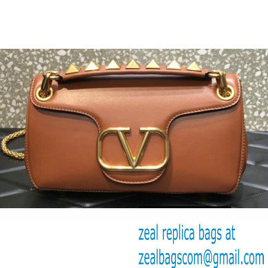 Valentino Stud Sign Nappa Shoulder Bag Brown 2022