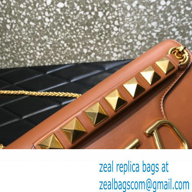 Valentino Stud Sign Nappa Shoulder Bag Brown 2022