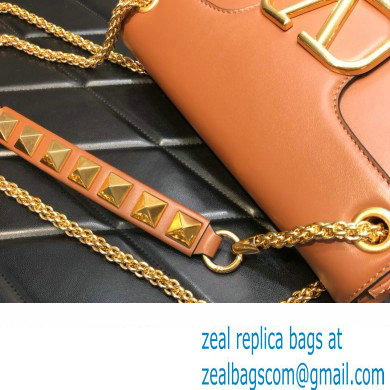 Valentino Stud Sign Nappa Shoulder Bag Brown 2022