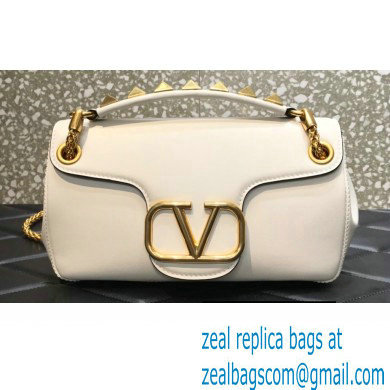 Valentino Stud Sign Nappa Shoulder Bag White 2022