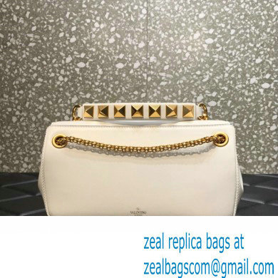 Valentino Stud Sign Nappa Shoulder Bag White 2022