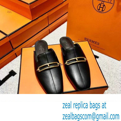 hermes calfskin Esmee mules black 2022 - Click Image to Close