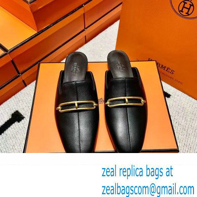 hermes calfskin Esmee mules black 2022 - Click Image to Close