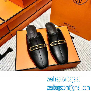 hermes calfskin Esmee mules black 2022 - Click Image to Close