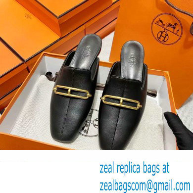 hermes calfskin Esmee mules black 2022 - Click Image to Close