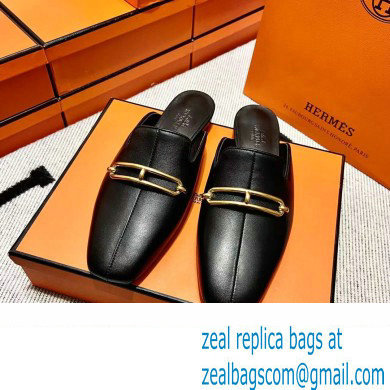 hermes calfskin Esmee mules black 2022 - Click Image to Close