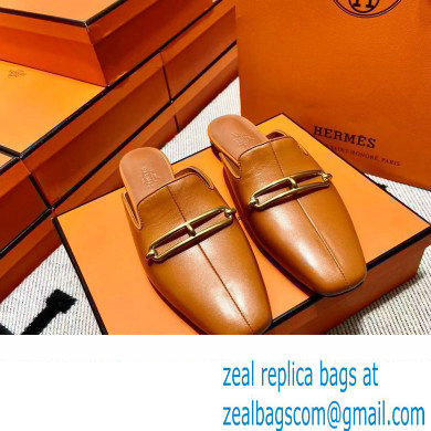 hermes calfskin Esmee mules tan 2022