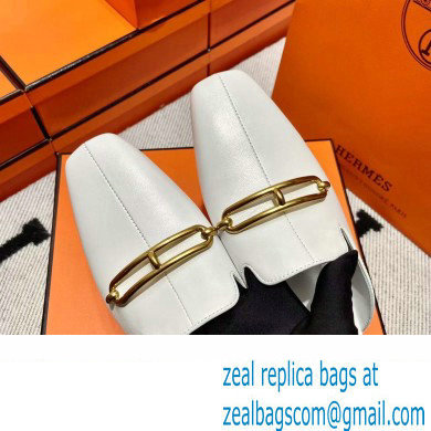 hermes calfskin Esmee mules white 2022