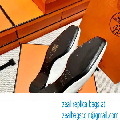 hermes calfskin Esmee mules white 2022