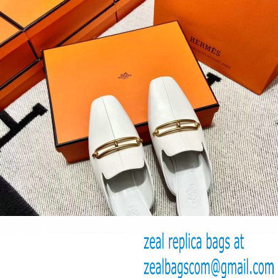 hermes calfskin Esmee mules white 2022