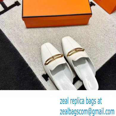 hermes calfskin Esmee mules white 2022 - Click Image to Close