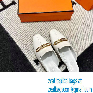 hermes calfskin Esmee mules white 2022