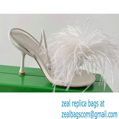 Bottega Veneta Feather Dot Heel Sandals White 2022