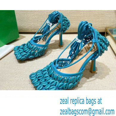 Bottega Veneta Heel Mesh and Lambskin Stretch Sandals Blue 2022