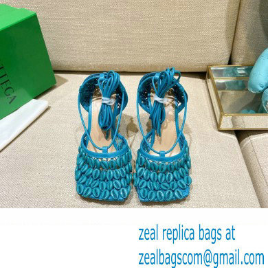 Bottega Veneta Heel Mesh and Lambskin Stretch Sandals Blue 2022 - Click Image to Close