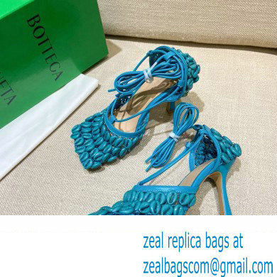 Bottega Veneta Heel Mesh and Lambskin Stretch Sandals Blue 2022 - Click Image to Close