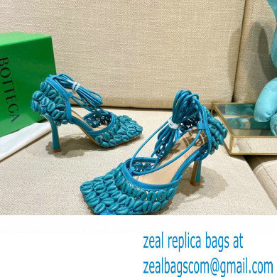 Bottega Veneta Heel Mesh and Lambskin Stretch Sandals Blue 2022 - Click Image to Close