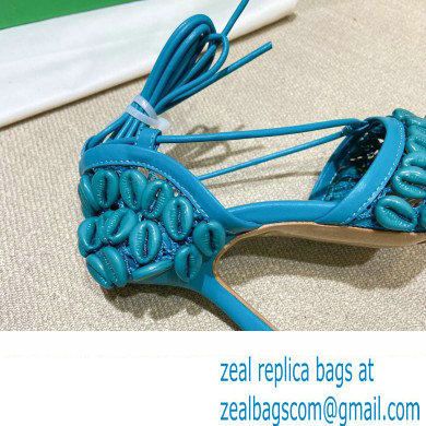 Bottega Veneta Heel Mesh and Lambskin Stretch Sandals Blue 2022