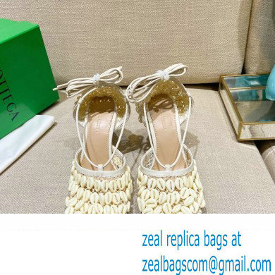 Bottega Veneta Heel Mesh and Lambskin Stretch Sandals Creamy 2022 - Click Image to Close