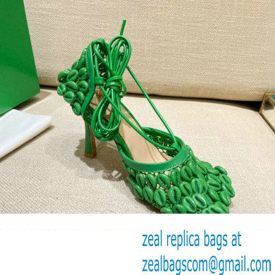 Bottega Veneta Heel Mesh and Lambskin Stretch Sandals Green 2022