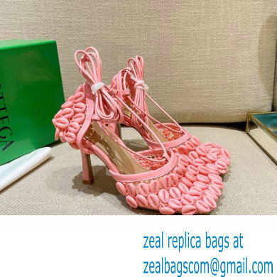 Bottega Veneta Heel Mesh and Lambskin Stretch Sandals Pink 2022 - Click Image to Close