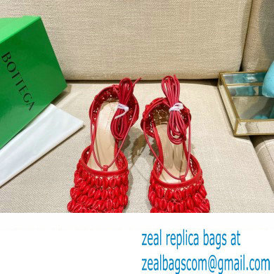 Bottega Veneta Heel Mesh and Lambskin Stretch Sandals Red 2022 - Click Image to Close