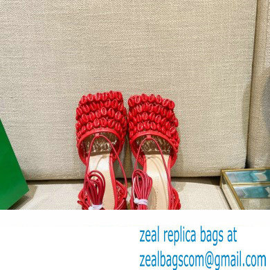 Bottega Veneta Heel Mesh and Lambskin Stretch Sandals Red 2022 - Click Image to Close