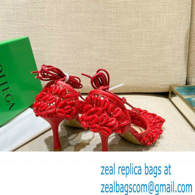 Bottega Veneta Heel Mesh and Lambskin Stretch Sandals Red 2022