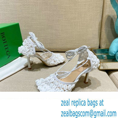 Bottega Veneta Heel Mesh and Lambskin Stretch Sandals White 2022 - Click Image to Close