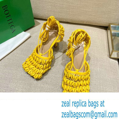 Bottega Veneta Heel Mesh and Lambskin Stretch Sandals Yellow 2022