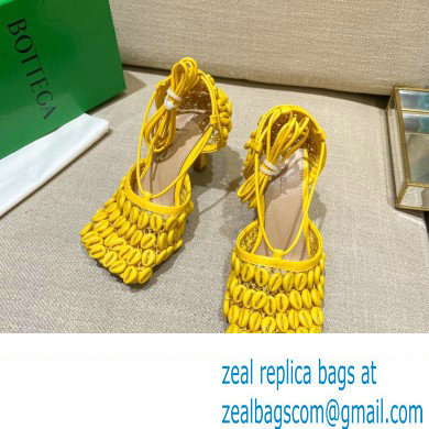 Bottega Veneta Heel Mesh and Lambskin Stretch Sandals Yellow 2022