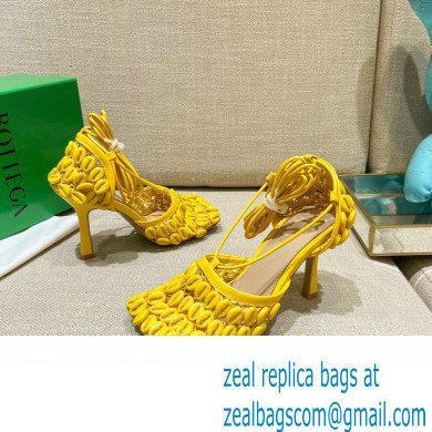 Bottega Veneta Heel Mesh and Lambskin Stretch Sandals Yellow 2022