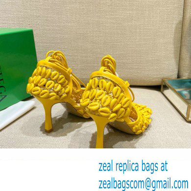 Bottega Veneta Heel Mesh and Lambskin Stretch Sandals Yellow 2022 - Click Image to Close